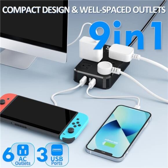 Outdoor Power Strip Weatherproof, Waterproof Surge Protector with 6 Wide - Picture 9 of 14